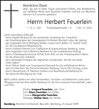 Anzeige von Herbert Feuerlein von MGO