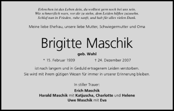 Anzeige von Brigitte Maschik von MGO