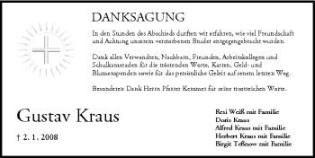 Anzeige von Gustav Kraus von MGO