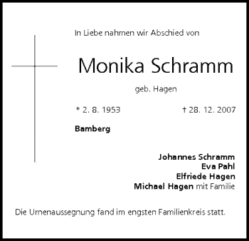 Anzeige von Monika Schramm von MGO