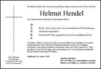 Anzeige von Helmut Hendel von MGO