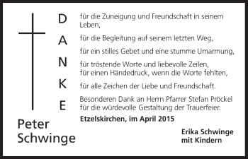 Anzeige von Peter Schwinge von MGO