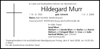Anzeige von Hildegard Murr von MGO