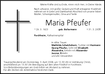 Anzeige von Maria Pfeufer von MGO