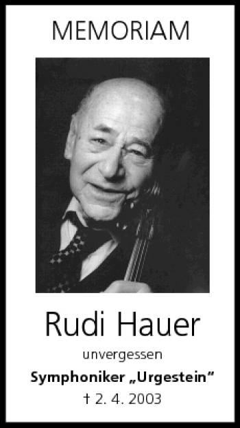 Anzeige von Rudi Hauer von MGO