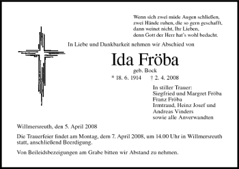 Anzeige von Ida Fröba von MGO