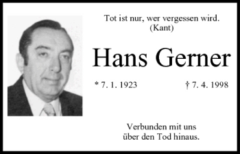 Anzeige von Hans Gerner von MGO