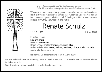 Anzeige von Renate Schulz von MGO