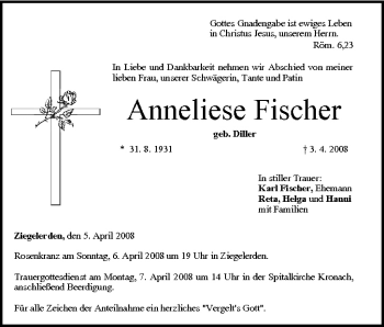 Anzeige von Anneliese Fischer von MGO