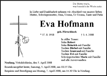 Anzeige von Eva Hofmann von MGO