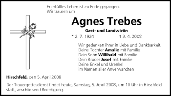 Anzeige von Agnes Trebes von MGO