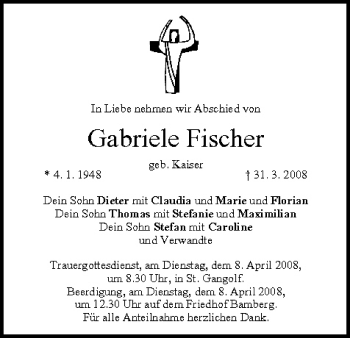 Anzeige von Gabriele Fischer von MGO
