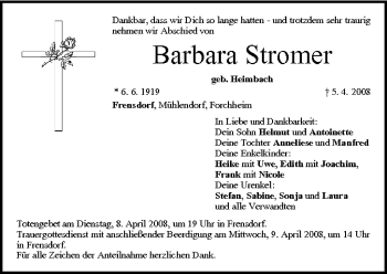 Anzeige von Barbara Stromer von MGO