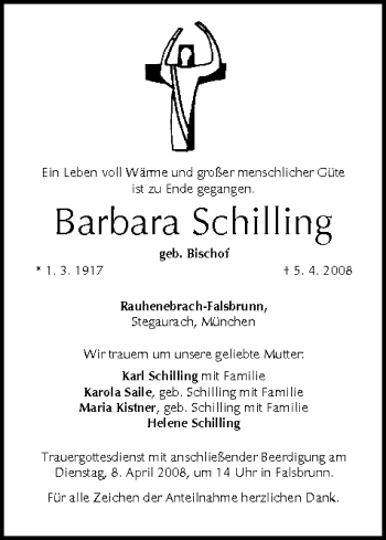 Anzeige von Barbara Schilling von MGO