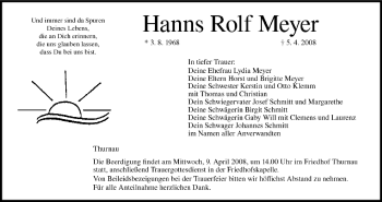 Anzeige von Hanns Rolf Meyer von MGO