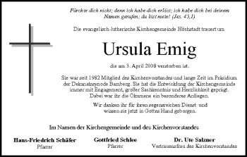 Anzeige von Ursula Emig von MGO