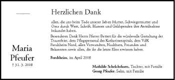 Anzeige von Maria Pfeufer von MGO
