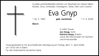 Anzeige von Eva Gnyp von MGO