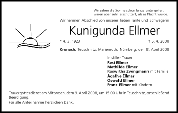 Anzeige von Kunigunda Ellmer von MGO