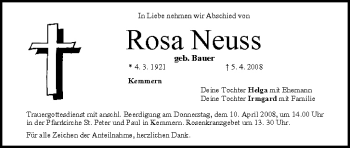 Anzeige von Rosa Neuss von MGO