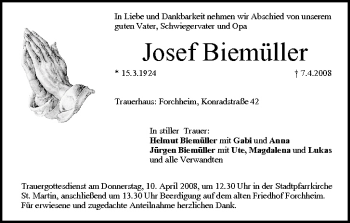 Anzeige von Josef Biemüller von MGO