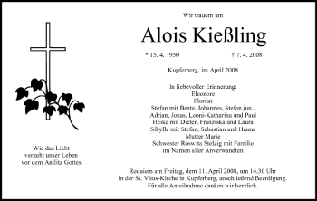 Anzeige von Alois Kießling von MGO