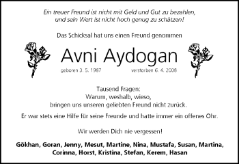 Anzeige von Avni Aydogan von MGO
