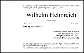 Anzeige von Wilhelm Heimreich von MGO