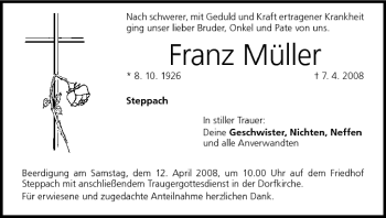 Anzeige von Franz Müller von MGO