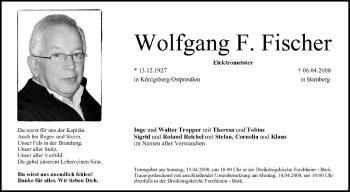 Anzeige von Wolfgang Fischer von MGO