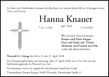 Anzeige von Hanna Knauer von MGO