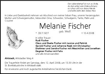Anzeige von Melanie Fischer von MGO