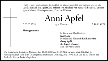 Anzeige von Anni Apfel von MGO
