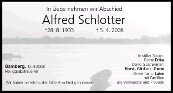 Anzeige von Alfred Schlotter von MGO