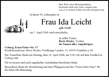 Anzeige von Ida Leicht von MGO