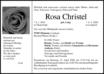 Anzeige von Rosa Christel von MGO