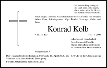 Anzeige von Konrad Kolb von MGO