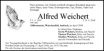 Anzeige von Alfred Weichert von MGO