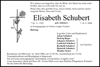 Anzeige von Elisabeth Schubert von MGO