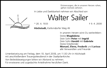 Anzeige von Walter Sailer von MGO