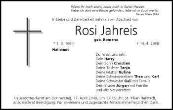 Anzeige von Rosi Jahreis von MGO