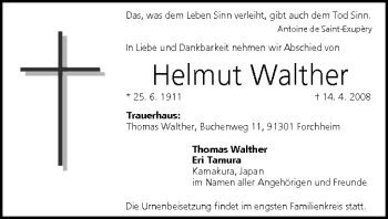 Anzeige von Helmut Walther von MGO