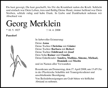 Anzeige von Georg Merklein von MGO