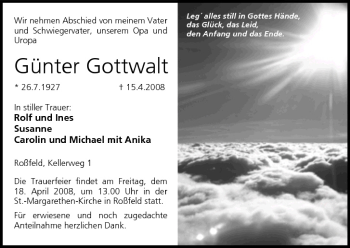 Anzeige von Günter Gottwalt von MGO