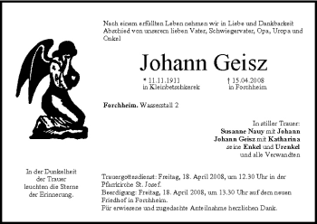 Anzeige von Johann Geisz von MGO