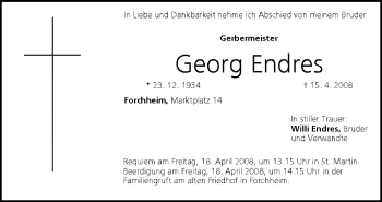 Anzeige von Georg Endres von MGO