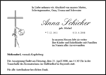 Anzeige von Anna Schicker von MGO