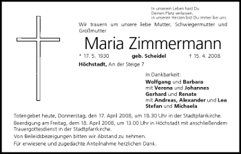Anzeige von Maria Zimmermann von MGO