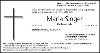 Anzeige von Maria Singer von MGO