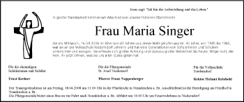 Anzeige von Maria Singer von MGO